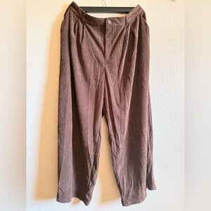 Cider Womens Chocolate Corduroy Pants- Wide Leg